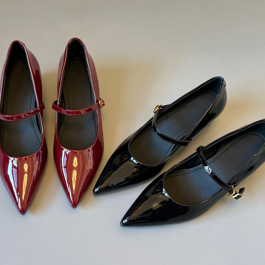 Damen Ballerinas mit elegantem Riemchen und spitzem Zehenbereich EB