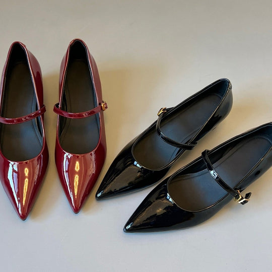 Damen Ballerinas mit elegantem Riemchen und spitzem Zehenbereich EB