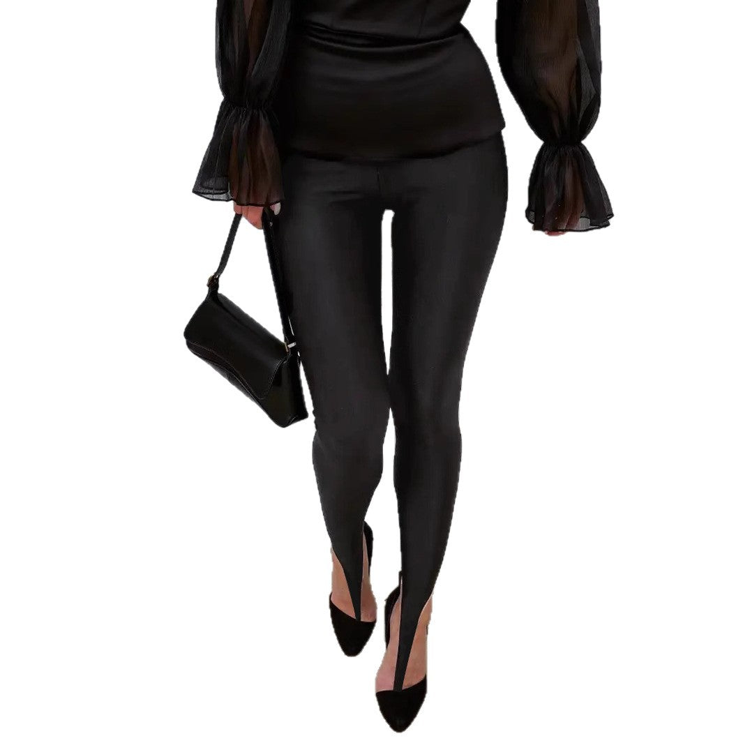 Damen Leggings mit stilvollen Cut-Outs und elastischem Komfortbund EB