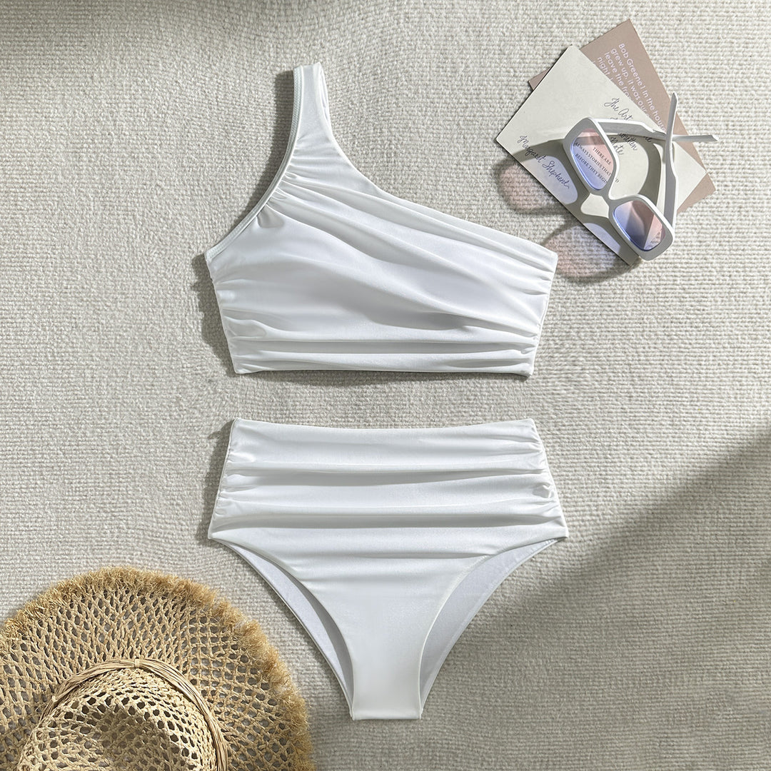 Damen Hochgeschnittenes Bade-Set mit asymmetrischem Oberteil EB