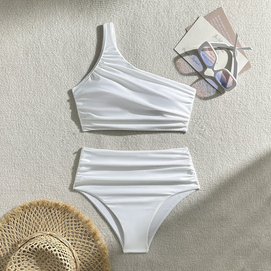 Damen Hochgeschnittenes Bade-Set mit asymmetrischem Oberteil EB