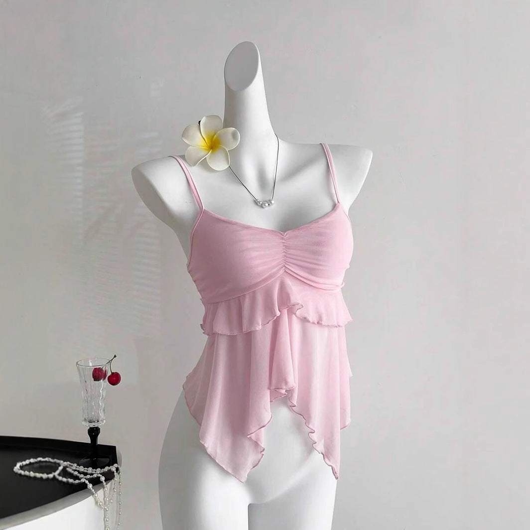 Damen Rüschenshirt mit zartem V-Ausschnitt EB