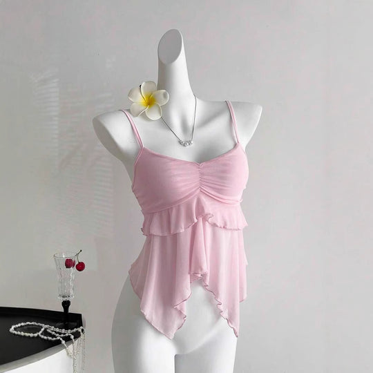 Damen Rüschenshirt mit zartem V-Ausschnitt EB