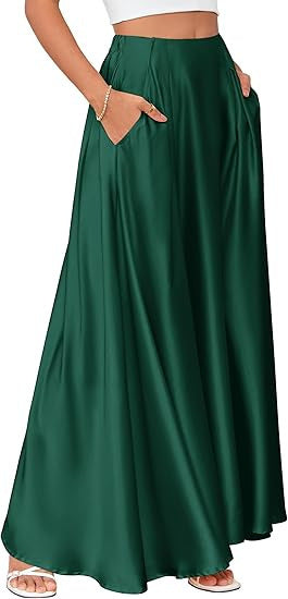 Damen Maxirock mit eleganten Falten und praktischen Taschen EB