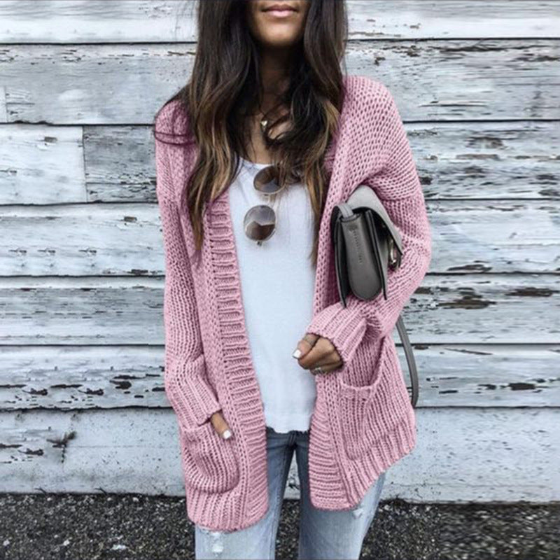 Damen Grobstrick-Cardigan mit lässigem Schnitt und praktischen Taschen EB