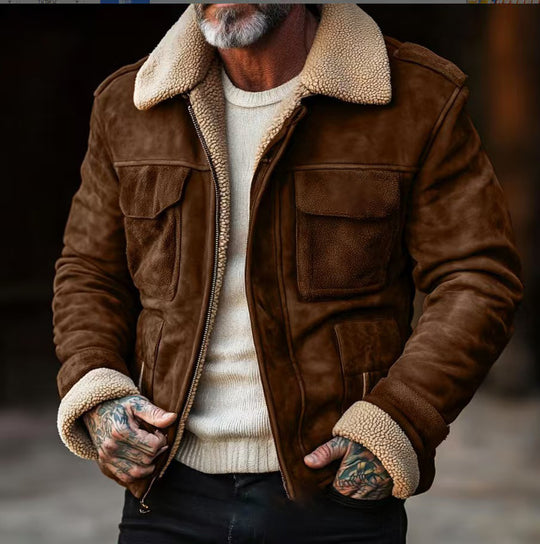 Herren jacke mit warmem Sherpa-Futter und praktischen Taschen EB