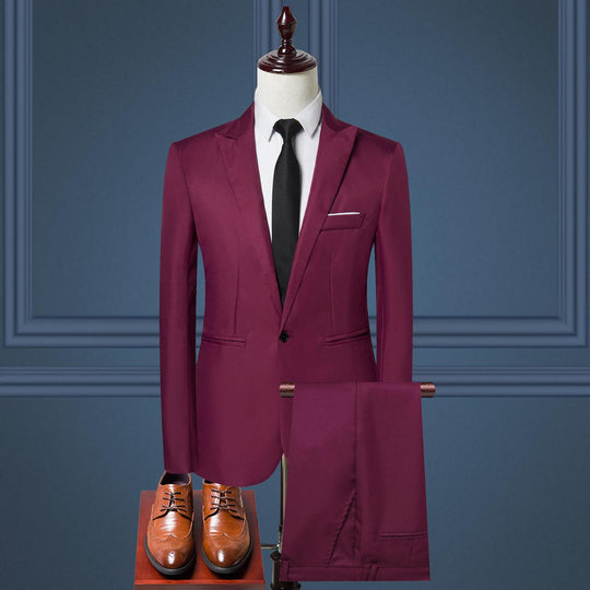 Herren nan schlanker Businessanzug mit tailliertem Sakko und Chino-Hose EB