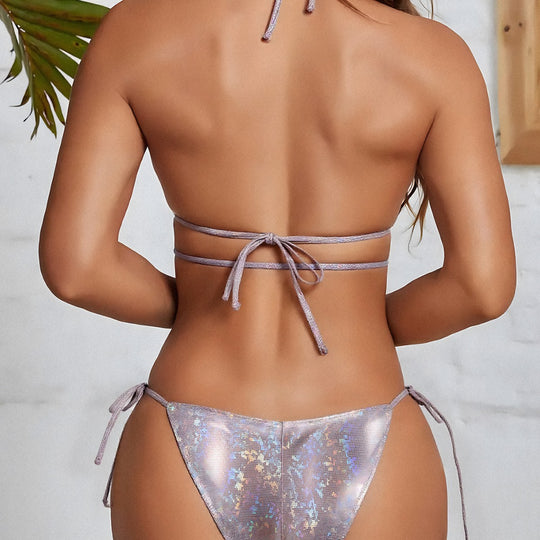 Damen Funkelndes Bikini-Set aus Mesh mit verstellbaren Bändern EB