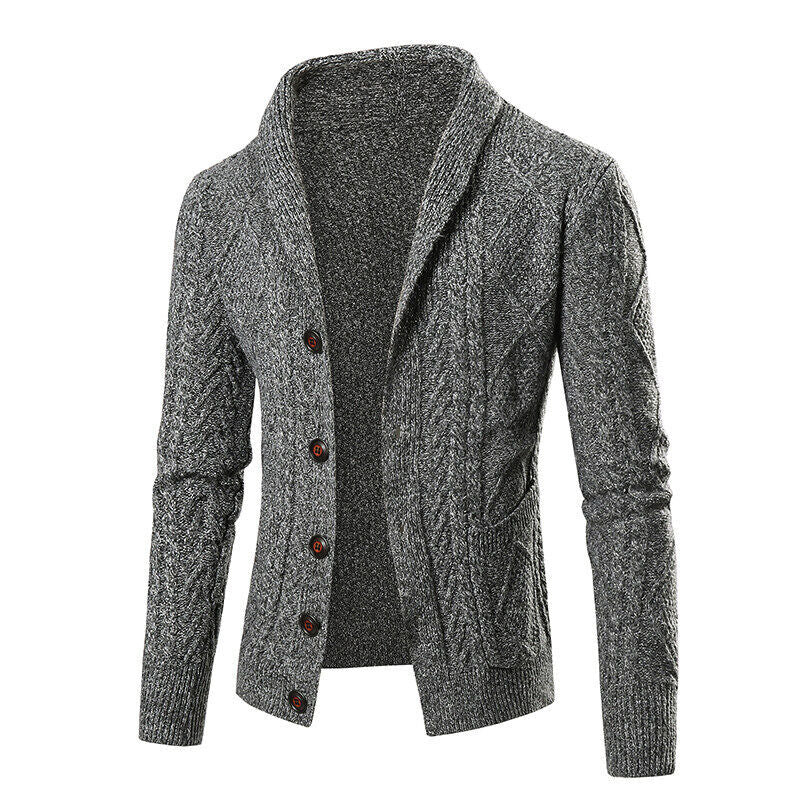 Herren Strickjacke mit elegantem Kabelmuster und Knopfleiste EB