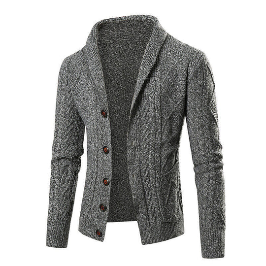 Herren Strickjacke mit elegantem Kabelmuster und Knopfleiste EB