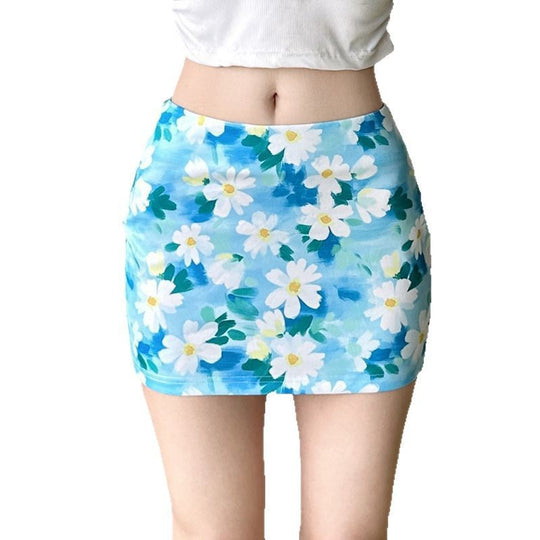 Damen Minirock mit floralem Design und elastischem Bund EB