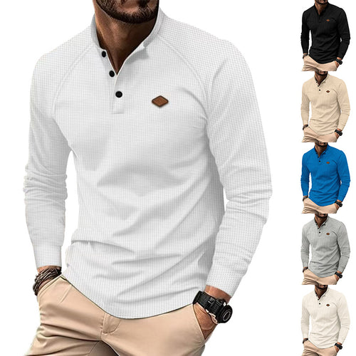 Herren Langarm-Henley-Shirt aus weichem Baumwollmix mit dekorativen Knöpfen EB