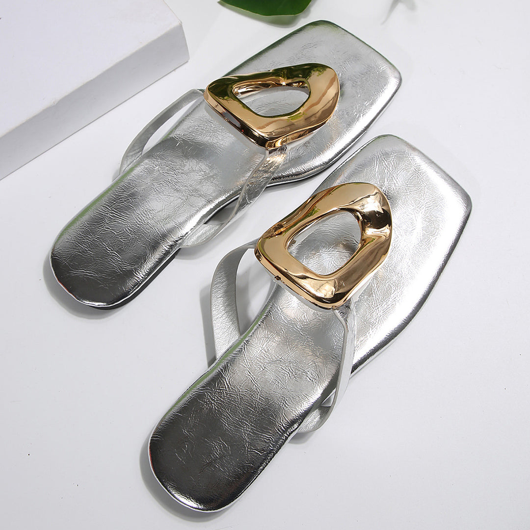 Damen Elegante und modische Sandalen mit glänzendem Design EB