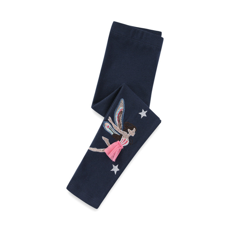 Mädchen Leggings mit glitzernden Feen- und Schmetterlingsapplikationen EB