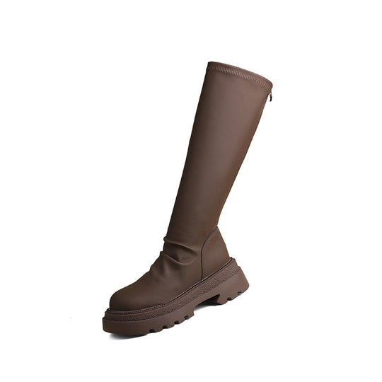 Damen hohe Gummistiefel mit rutschfester Profilsohle und elastischem Schaft EB