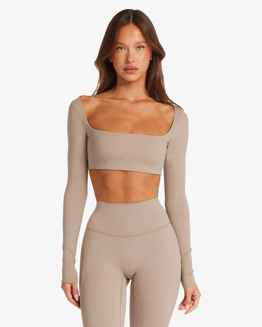Damen Sportliches Langarm Crop-Top EB
