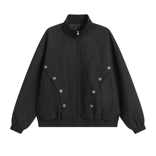 Damen modische Übergangsjacke mit hohem Kragen und praktischen Druckknopfdetails EB