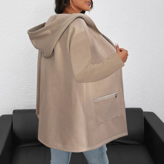 Damen Lange Strickjacke mit durchgehendem Reißverschluss und praktischen Taschen EB
