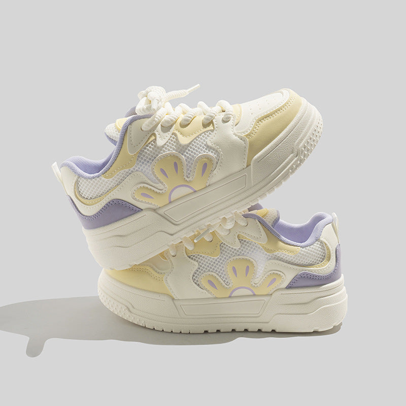 Damen Sportliche Sneakers mit floralem Design und atmungsaktiver Mesh-Oberfläche EB