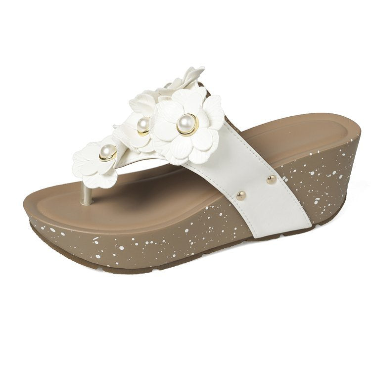 Damen Wedge-Sandaletten mit floralen Verzierungen und bequemer Absatztechnologie EB
