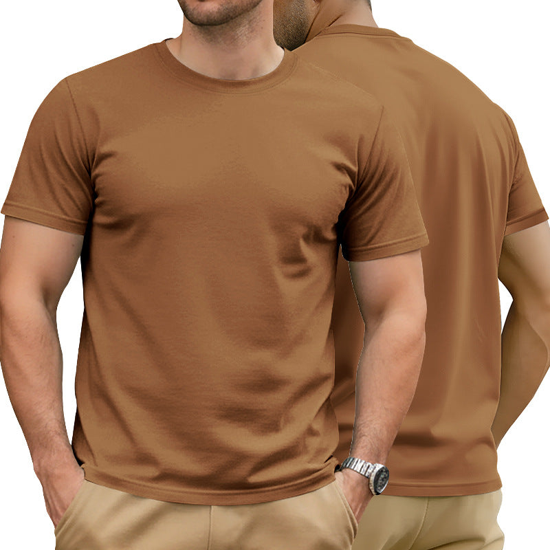 Herren nan Basic Kurzarm-T-Shirt aus hochwertigem Baumwollmix mit Rundhalsausschnitt, flachen Nähten und Regular Fit EB
