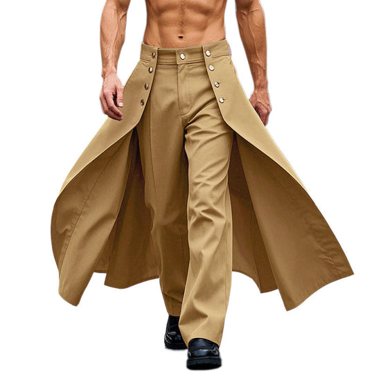 Damen nan taillenhoher ausgestellter Midi-Wickelrock mit innerer Culotte und Zierknopfleiste EB