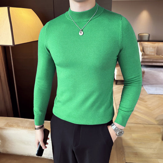 Herren modischer Pullover mit hohem Kragen und eleganter Passform EB