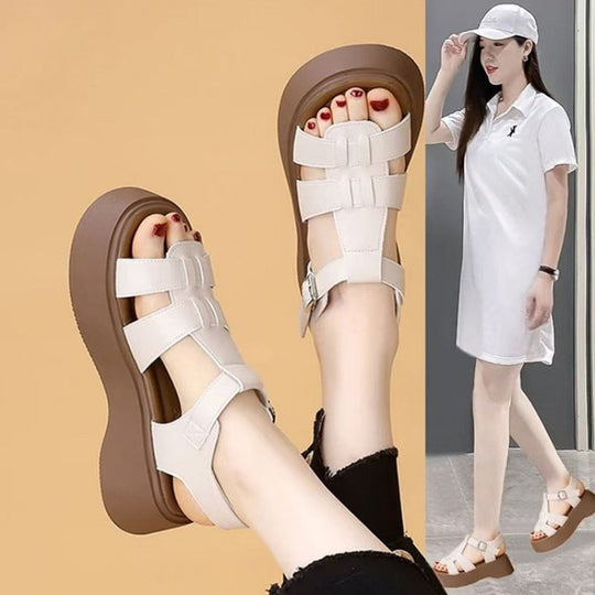 Damen Komfortable Plateau-Sandalen mit verstellbaren Riemen und modischem Design EB