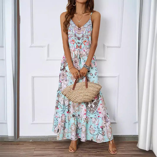 Damen Maxikleid mit verspieltem Muster und fließendem Schnitt EB