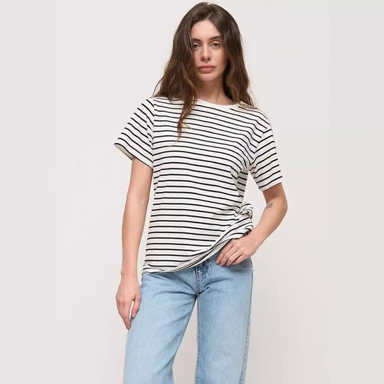 Damen lässiges gestreiftes T-Shirt aus Biobaumwolle EB