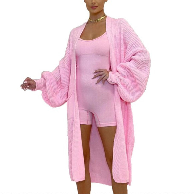 Damen Langstrickjacke mit grober Maschenstruktur und praktischen Taschen EB