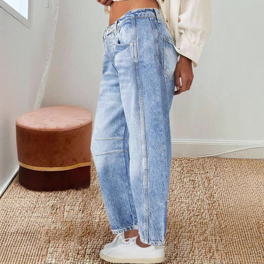Damen Weite Jeans im lässigen Vintage-Stil mit hochwertigen Details EB