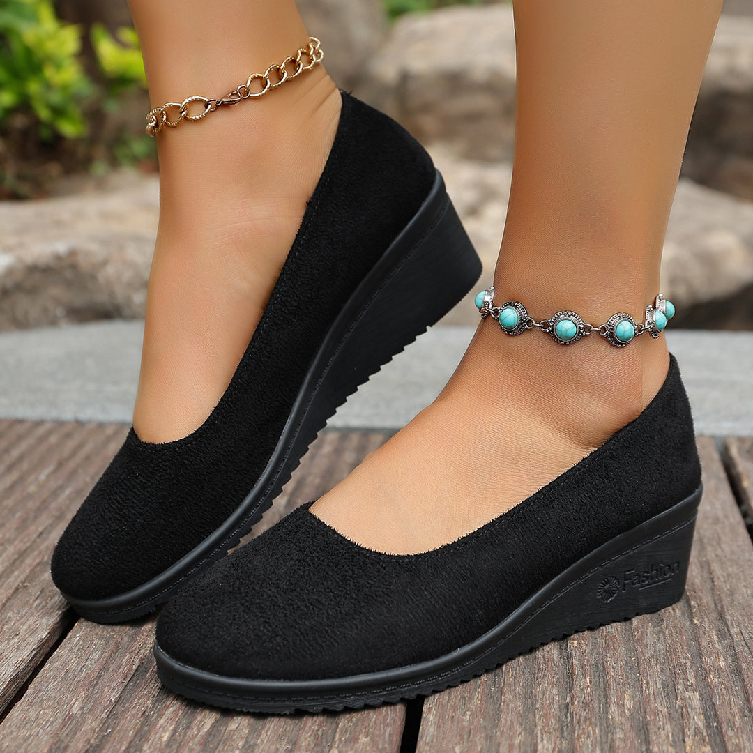 Damen Komfortable Ballerinas mit Keilabsatz EB
