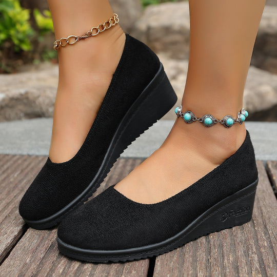Damen Komfortable Ballerinas mit Keilabsatz EB