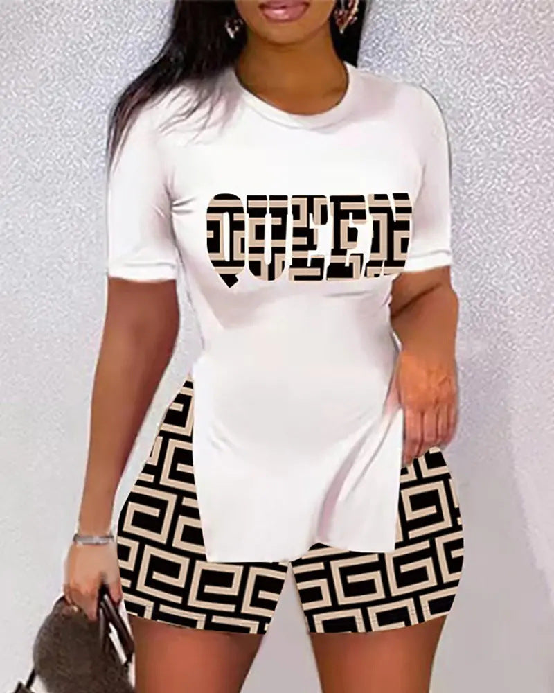 Damen T-Shirt und Shorts Set mit exklusivem Tierdruck EB