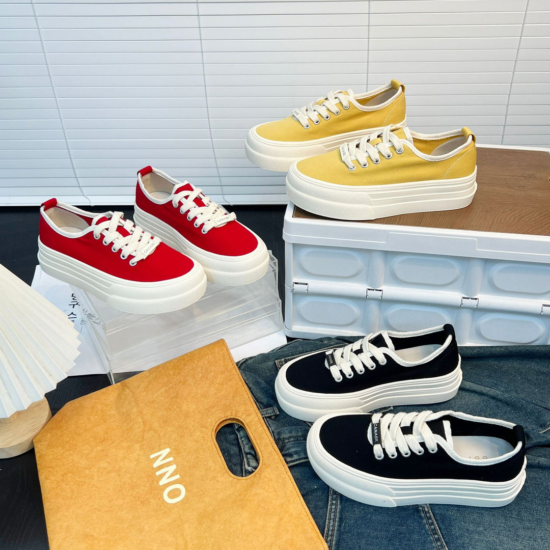 Damen Modische Plateau-Sneaker mit erhöhtem Sohlenprofil und atmungsaktivem Obermaterial EB