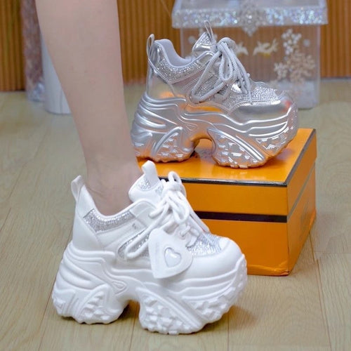 Damen Chunky Sneakers mit glitzernden Akzenten und stylischem Design EB