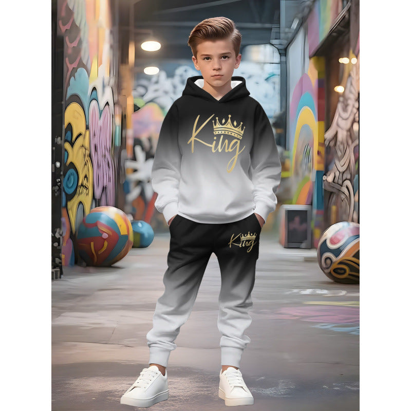 Unisex nan Kinder Jogginganzug mit Kapuzenpullover und detailreichem Auto-Print EB