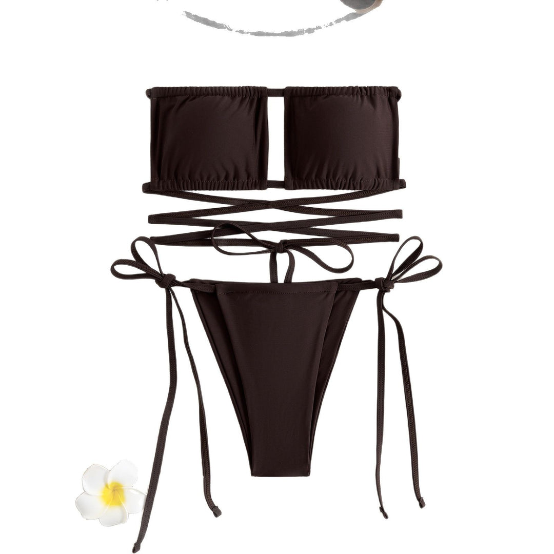 Damen Bandeau-Bikini-Set mit modischem Wickel-Design EB