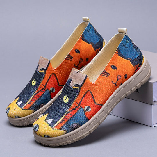 Damen Modische Slip-On Schuhe mit buntem Design EB