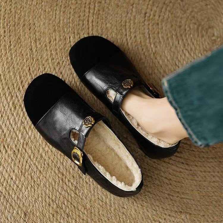 Damen elegante Mokassins mit modischen Schnallen und weichem Innenfutter EB