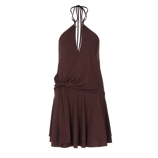 Damen Halterkleid mit elegantem Wickeldesign und raffinierten Trägern EB