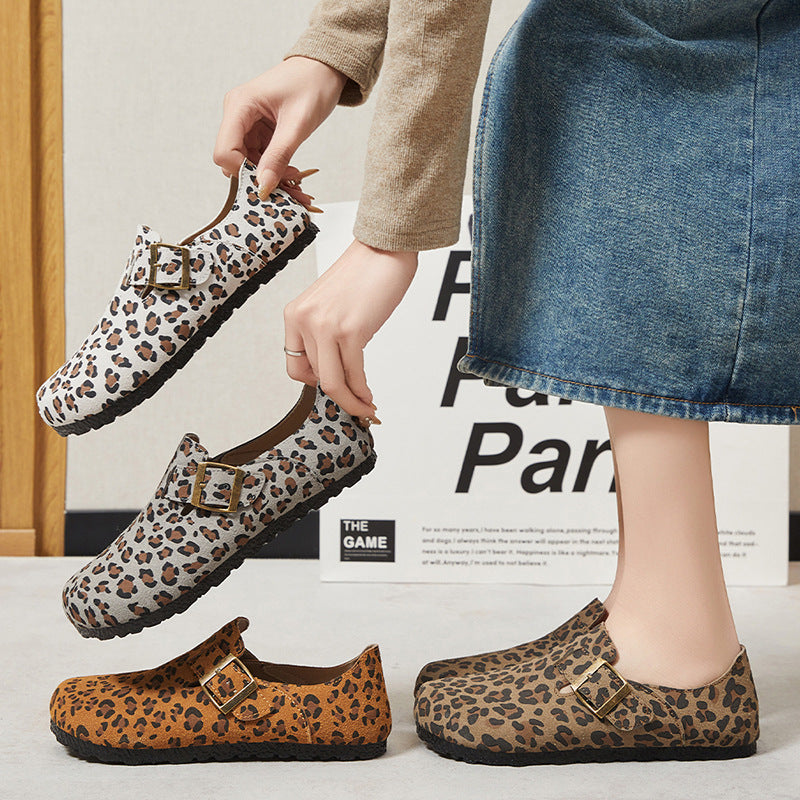 Damen Komfortable Clogs mit modischem Leopardenmuster EB