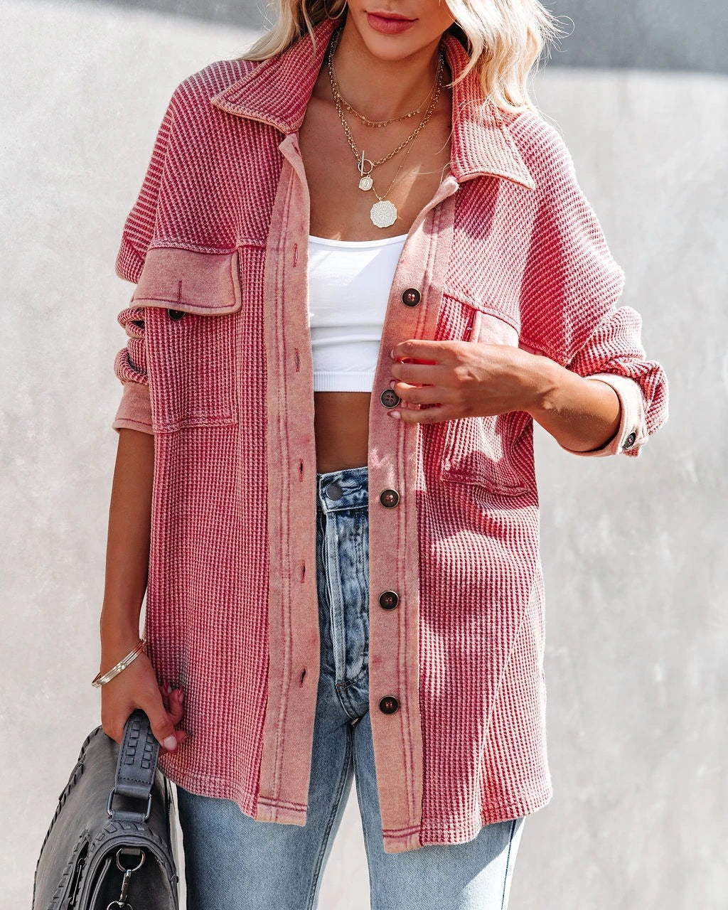 Damen Overshirt mit strukturiertem Design und modischen Details EB