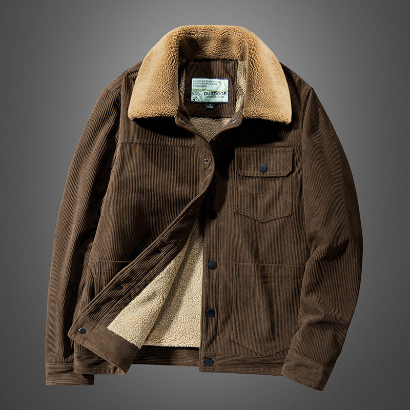 Herren Cordjacke mit Teddyfutter und Druckknopfleiste EB