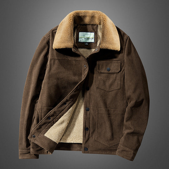 Herren Cordjacke mit Teddyfutter und Druckknopfleiste EB