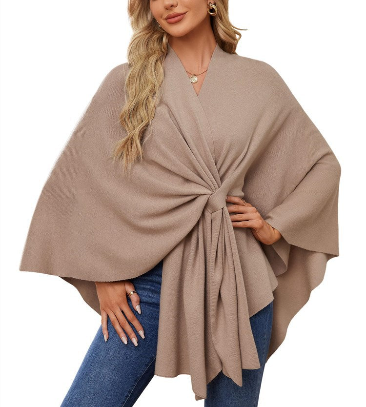 Damen Eleganter Wickelpullover mit asymmetrischem Schnitt EB