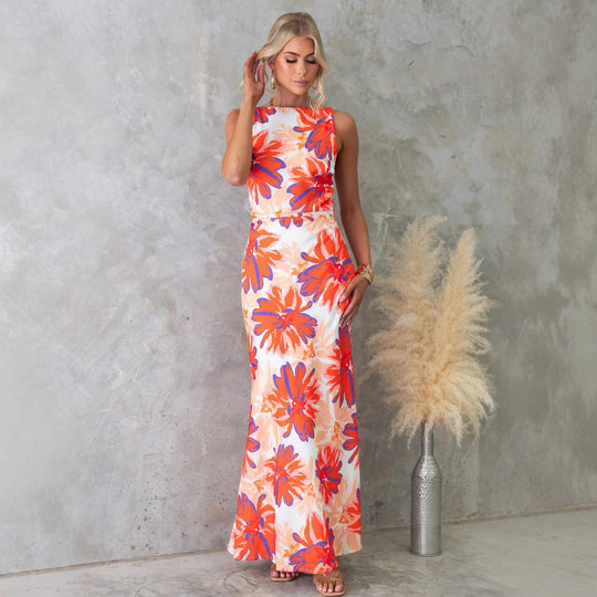 Damen Maxikleid mit modernem floralem Design und elegantem Schnitt EB
