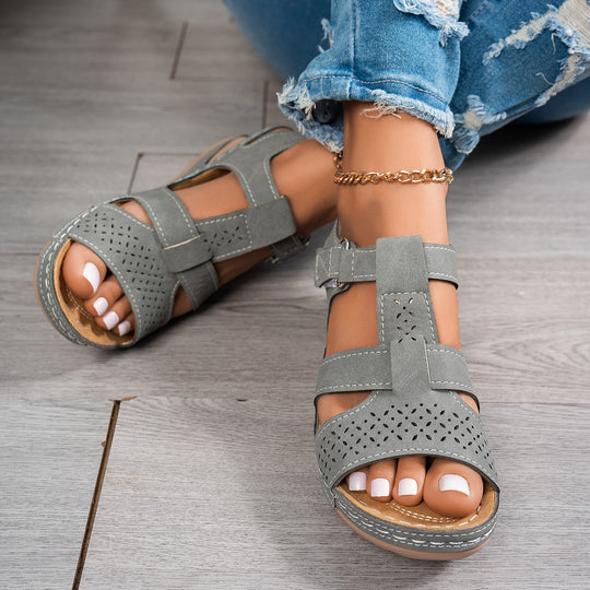Damen bequeme Komfortsandalen mit atmungsaktiven Cut-Outs EB