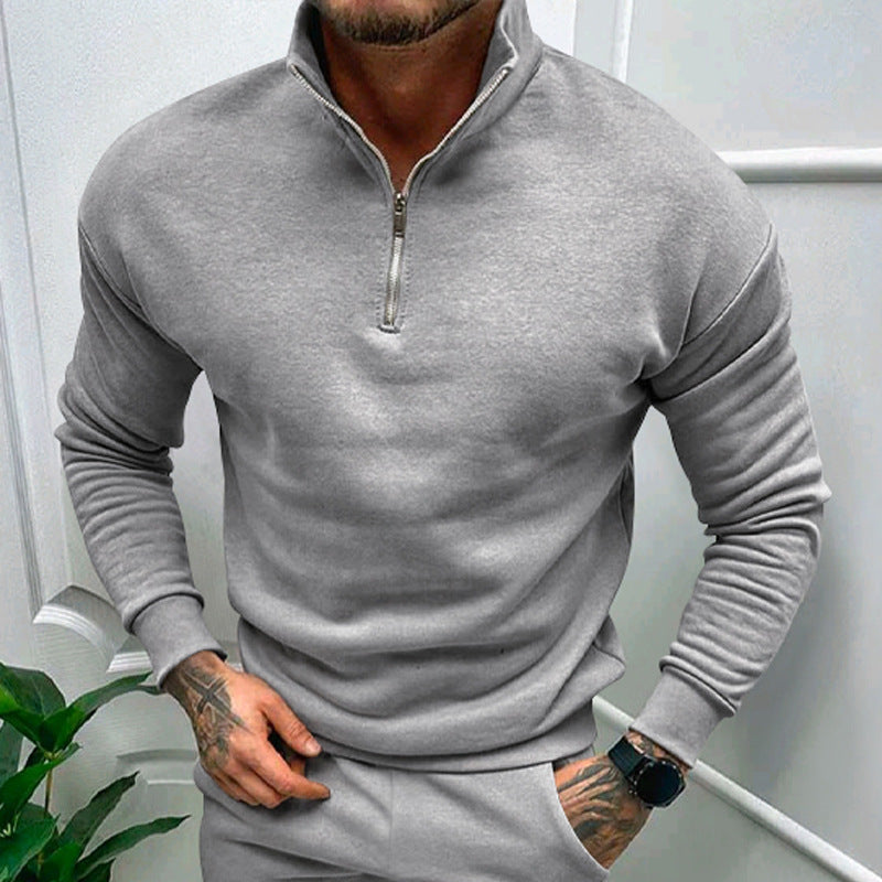 Herren eleganter Pullover mit Kragen und praktischem Reißverschluss EB